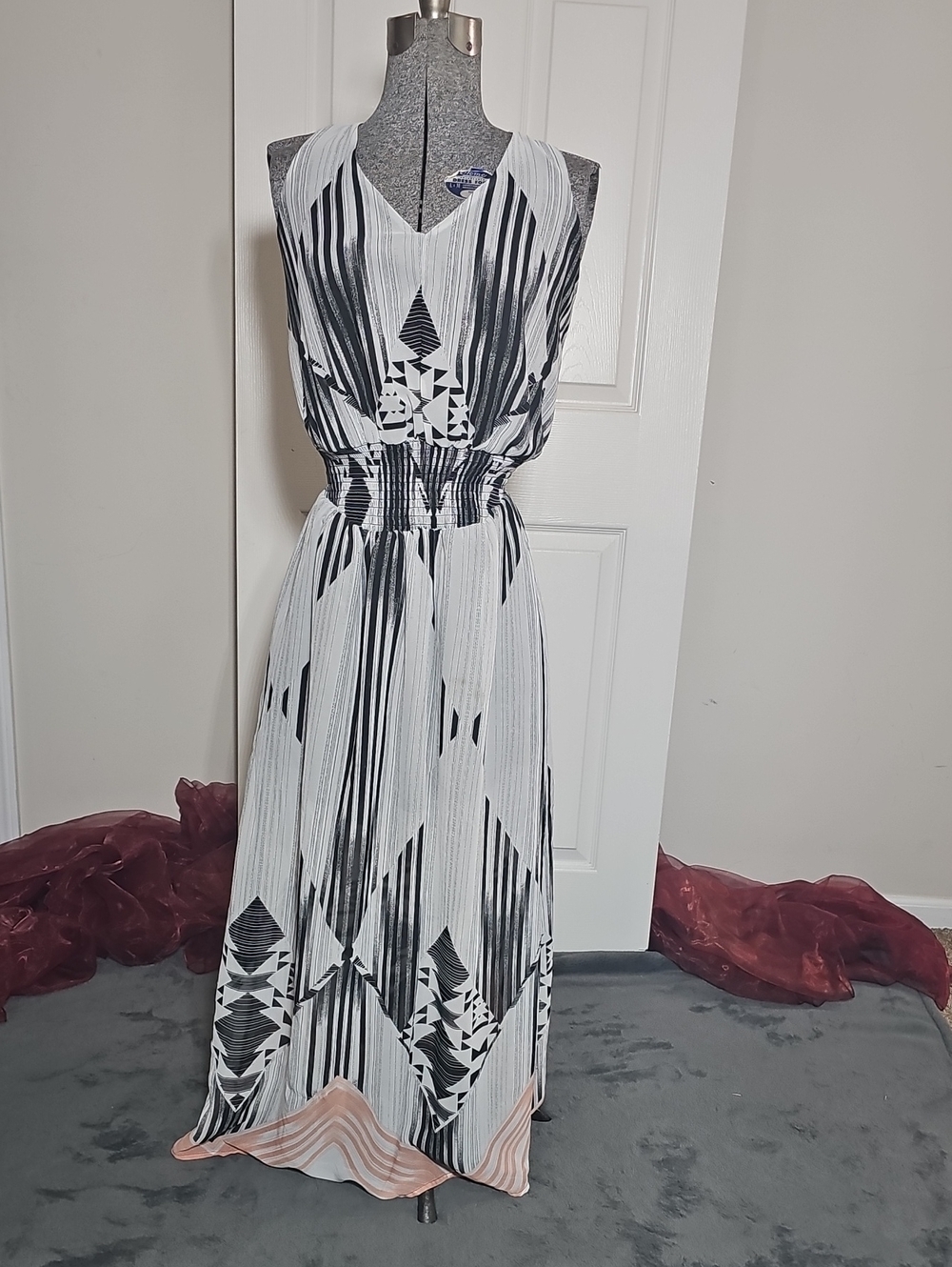 Fire Los Angeles Graphic Geo Semi-Sheer Maxi Dress Size S